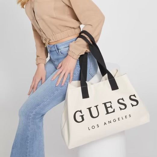 Canvas Beach Tote Guess