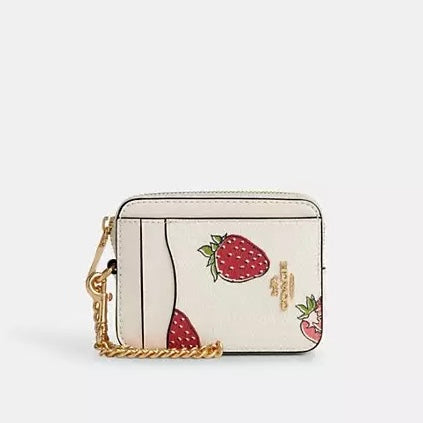 Zip Card Case Strawberry Print